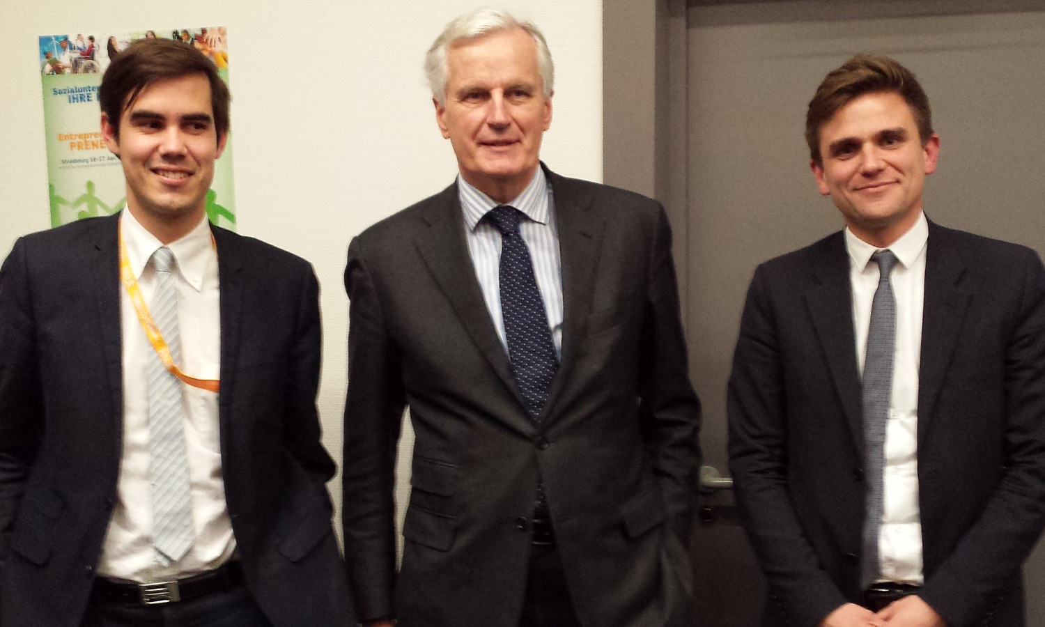 Sur cette Photo Nicolas Hazard (Comptoir de l'innovation) Michel Barnier (Comission européenne), Jacques Dasnoy (Mouves)