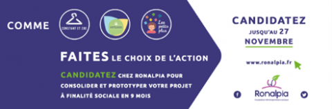 Appel à candidatures : Ronalpia recherche entrepreneurs sociaux sur Lyon, Grenoble et Bourg-en-  Bresse, pour sa promo n°4 !