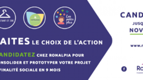 Appel à candidatures : Ronalpia recherche entrepreneurs sociaux sur Lyon, Grenoble et Bourg-en-  Bresse, pour sa promo n°4 !